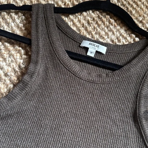 AGOLDE BROWN RACERBACK RIBBED TANK TOP SIZE MEDIUM - Picture 11 of 11